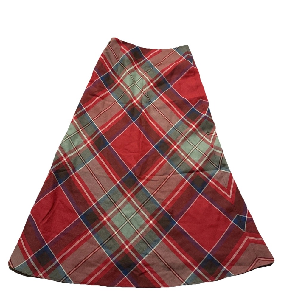 Lauren Ralph Lauren Red Tartan Plaid Wool Maxi Skirt Size 6 Vintage Repair - Picture 5 of 8